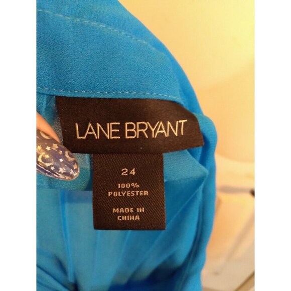 Lane Bryant Top Blue Semi Sheer Sleeveless Pleated Hidden Button Up Sz 24 - Picture 7 of 8